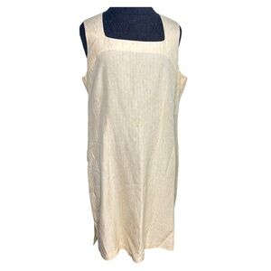 Vintage Lord & Taylor Yellow White Silk Linen 90s Dress